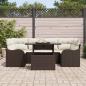 Preview: 7-teiliges Garten-Sofa-Set mit Kissen Braun Poly Rattan, 2-Sitzer Garten Sofa mit Stauraum & Kissen Braun Poly Rattan