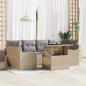 Preview: ARDEBO.de - 7-teiliges Garten-Sofa-Set mit Kissen - Beiges Poly Rattan, 2-Sitzer Garten-Sofa mit Stauraum & Kissen - Beiges Poly Rattan