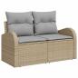 Preview: 8-teiliges Garten Sofa Set mit Kissen Beige Poly Rattan, 2-Sitzer Garten Sofa mit Stauraum & Kissen Beige Poly Rattan