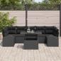Preview: 8-teiliges Garten Sofa Set mit Kissen Schwarz Poly Rattan, 2-Sitzer Garten Sofa mit Stauraum und Kissen Schwarz Poly Rattan