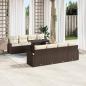 Preview: 9-teiliges Garten Sofa Set mit Kissen Braun Poly Rattan, 2-Sitzer Garten Sofa mit Stauraum & Kissen Braun Poly Rattan