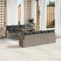 Preview: ARDEBO.de - 9-teiliges Garten-Sofa-Set mit Kissen Grau Poly-Rattan, 2-Sitzer Garten-Sofa mit Stauraum & Kissen Grau Poly-Rattan