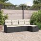 Preview: ARDEBO.de - 5-teiliges Garten Sofa Set mit Kissen in Schwarz Poly Rattan, 2-Sitzer Garten Sofa mit Kissen in Schwarz Poly Rattan