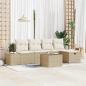 Preview: ARDEBO.de - 6-teiliges Garten Sofa Set mit Kissen Beige Poly Rattan