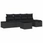 Preview: ARDEBO.de - 6-teiliges Garten-Sofa-Set mit Kissen Schwarz Poly-Rattan