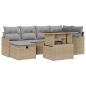Preview: ARDEBO.de - 7-teiliges Garten Sofa Set mit Kissen Beige Poly Rattan, 2-Sitzer Garten Sofa mit Stauraum & Kissen Beige Poly Rattan
