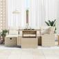 Preview: 7-teiliges Garten Sofa Set mit Kissen Beige Poly Rattan, 2-Sitzer Garten Sofa mit Stauraum & Kissen Beige Poly Rattan