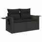 Preview: ARDEBO.de - 8-teilige Garten-Sofa Set mit Kissen Schwarz Poly Rattan Akazie, 3-teiliges Garten Essset mit Kissen Schwarz Poly Rattan Akazie