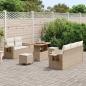 Preview: 8-teiliges Garten Sofa Set mit Kissen Beige Poly Rattan Akazie, 3-teiliges Garten Ess-Set mit Kissen Beige Poly Rattan Akazie
