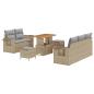 Preview: 8-Teiliges Garten Sofa Set mit Kissen Beige Poly Rattan Akazie, 3-Teiliges Garten Esszimmer Set mit Kissen Beige Poly Rattan Akazie