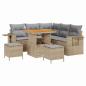 Preview: 8-teiliges Garten Sofa Set mit Kissen Beige Poly Rattan Akazie, 3-teiliges Garten Esszimmer Set mit Kissen Beige Poly Rattan Akazie