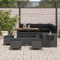 Preview: 9-teiliges Garten Sofa Set mit Kissen - Schwarzes Poly-Rattan Akazie, 4-teiliges Garten Essen Set mit Kissen - Schwarzes Poly-Rattan Akazie