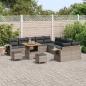 Preview: 13-teiliges Garten Sofaset mit Kissen Grau Poly Rattan Akazie, 3-teiliges Garten Essset mit Kissen Grau Poly Rattan Akazie