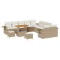 Preview: 13-teiliges Garten-Sofa-Set mit Kissen Beige Poly Rattan Akazie, 3-teiliges Garten-Esszimmer-Set mit Kissen Beige Poly Rattan Akazie