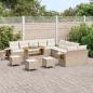 Preview: 14-teilige Garten Sofa Set mit Kissen Beige Poly Rattan Akazie, 4-teiliges Garten Esszimmer Set mit Kissen Beige Poly Rattan Akazie