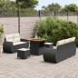 Preview: 8 Teiliges Garten Sofa Set mit Kissen Schwarz Poly Rattan Akazie, 3 Teiliges Garten Essset mit Kissen Schwarz Poly Rattan Akazie