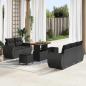 Preview: ARDEBO.de - 8-teiliges Garten-Sofa-Set mit Kissen Schwarz Poly-Rattan Akazie, 3-teiliges Garten-Ess-Set mit Kissen Schwarz Poly-Rattan Akazie