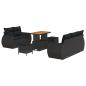 Preview: 8-teiliges Garten-Sofa-Set mit Kissen Schwarz Poly-Rattan Akazie, 3-teiliges Garten-Ess-Set mit Kissen Schwarz Poly-Rattan Akazie