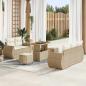 Preview: ARDEBO.de - 8-teiliges Garten-Sofa-Set mit Kissen Beige Poly-Rattan Akazie, 3-teiliges Garten-Ess-Set mit Kissen Beige Poly-Rattan Akazie
