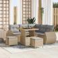 Preview: ARDEBO.de - 8-teiliges Garten Sofa Set mit Kissen Beige Poly Rattan Akazie, 3-teiliges Garten Ess Set mit Kissen Beige Poly Rattan Akazie