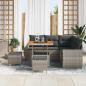 Preview: 8-teiliges Garten-Sofa-Set mit Kissen Grau Poly Rattan Akazie, 3-teiliges Garten-Dining-Set mit Kissen Grau Poly Rattan Akazie