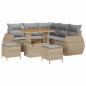 Preview: ARDEBO.de - 8-teiliges Garten-Sofaset mit Kissen Beige Poly Rattan Akazie, 3-teiliges Garten-Essgruppe mit Kissen Beige Poly Rattan Akazie