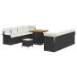 Preview: Gartensofa-set 11 stk. Schwarz Poly-Rattan