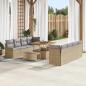Preview: ARDEBO.de - 11-teiliges Garten-Sofa-Set mit Kissen Beige Poly-Rattan Akazie, 2-Sitzer Garten-Sofa mit Kissen Beige Poly-Rattan, 3-teiliges Garten-Ess-Set mit Kissen Beige Poly-Rattan Akazie