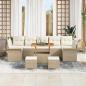 Preview: ARDEBO.de - 10-teiliges Garten-Sofa-Set mit Kissen Beige Poly-Rattan Akazie, 2-Sitzer Garten-Sofa mit Kissen Beige Poly-Rattan, 3-teiliges Garten-Esszimmer-Set mit Kissen Beige Poly-Rattan Akazie