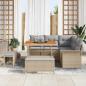 Preview: 8-teiliges Garten Sofa Set mit Kissen Beige Poly Rattan Akazie, 2-Sitzer Garten Sofa mit Kissen Beige Poly Rattan, 3-teiliges Garten Ess-Set mit Kissen Beige Poly Rattan Akazie