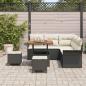 Preview: 8-teiliges Garten Sofa Set mit Kissen Schwarz Poly Rattan Akazie, 2-Sitzer Garten Sofa mit Kissen Schwarz Poly Rattan, 3-teiliges Garten Esstisch Set mit Kissen Schwarz Poly Rattan Akazie