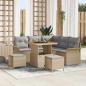Preview: ARDEBO.de - 8-teiliges Garten-Sofa-Set mit Kissen Beige Poly Rattan Akazie, 2-Sitzer Garten-Sofa mit Kissen Beige Poly Rattan, 3-teiliges Garten-Dining-Set mit Kissen Beige Poly Rattan Akazie