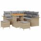 Preview: 8-teiliges Garten-Sofa-Set mit Kissen Beige Poly Rattan Akazie, 2-Sitzer Garten-Sofa mit Kissen Beige Poly Rattan, 3-teiliges Garten-Dining-Set mit Kissen Beige Poly Rattan Akazie
