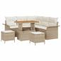 Preview: 8-teiliges Garten Sofa Set mit Kissen Beige Poly Rattan Akazie, 2-Sitzer Garten Sofa mit Kissen Beige Poly Rattan, 3-teiliges Garten Essset mit Kissen Beige Poly Rattan Akazie