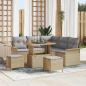 Preview: ARDEBO.de - 8-teiliges Garten Sofaset mit Kissen Beige Poly Rattan Akazie, 2-Sitzer Garten Sofa mit Kissen Beige Poly Rattan, 3-teiliges Garten Essset mit Kissen Beige Poly Rattan Akazie