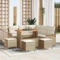 Preview: ARDEBO.de - 9-teiliges Garten Sofa Set mit Kissen Beige Poly Rattan Akazie, 2-Sitzer Garten Sofa mit Kissen Beige Poly Rattan, 4-teiliges Garten Essset mit Kissen Beige Poly Rattan Akazie