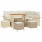 Preview: 9-teiliges Garten Sofa Set mit Kissen Beige Poly Rattan Akazie, 2-Sitzer Garten Sofa mit Kissen Beige Poly Rattan, 4-teiliges Garten Essset mit Kissen Beige Poly Rattan Akazie