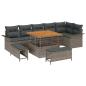 Preview: 9-teiliges Garten-Sofa-Set mit Kissen Grau Poly Rattan Akazie, 2-Sitzer Garten-Sofa mit Kissen Grau Poly Rattan, 3-teiliges Garten-Dining-Set mit Kissen Grau Poly Rattan Akazie