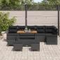 Preview: 10-teiliges Garten Sofaset mit Kissen Schwarz Poly Rattan Akazie, 2-Sitzer Garten Sofa mit Kissen Schwarz Poly Rattan, 4-teiliges Garten Essset mit Kissen Schwarz Poly Rattan Akazie