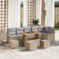 Preview: ARDEBO.de - 10-teiliges Garten Sofa Set mit Kissen Beige Poly Rattan Akazie, 2-Sitzer Garten Sofa mit Kissen Beige Poly Rattan, 4-teiliges Garten Ess-Set mit Kissen Beige Poly Rattan Akazie