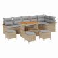 Preview: 10-teiliges Garten Sofa Set mit Kissen Beige Poly Rattan Akazie, 2-Sitzer Garten Sofa mit Kissen Beige Poly Rattan, 4-teiliges Garten Ess-Set mit Kissen Beige Poly Rattan Akazie