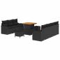 Preview: ARDEBO.de - 10-teiliges Garten Sofa Set mit Kissen aus schwarzem Poly Rattan, 2-Sitzer Garten Sofa mit Kissen aus schwarzem Poly Rattan, 3-teiliges Garten Esszimmer Set mit Kissen aus schwarzem Poly Rattan