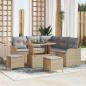 Preview: ARDEBO.de - 8-teiliges Garten Sofa Set mit Kissen Beige Poly Rattan Akazie, 2-Sitzer Garten Sofa mit Kissen Beige Poly Rattan, 3-teiliges Garten Essenset mit Kissen Beige Poly Rattan Akazie