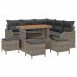 Preview: 9-teiliges Garten Sofaset mit Kissen Grau Poly Rattan Akazie, 2-Sitzer Garten Sofa mit Kissen Grau Poly Rattan, 4-teiliges Garten Essset mit Kissen Grau Poly Rattan Akazie