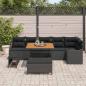 Preview: ARDEBO.de - 9-teiliges Garten Sofa Set mit Kissen Schwarz Poly Rattan Akazie, 2-Sitzer Garten Sofa mit Kissen Schwarz Poly Rattan, 3-teiliges Garten Essset mit Kissen Schwarz Poly Rattan Akazie
