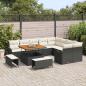 Preview: 12-teiliges Garten-Sofa-Set mit Kissen Schwarz Poly Rattan Akazie, 3-teiliges Garten-Ess-Set mit Kissen Schwarz Poly Rattan Akazie, 2-Sitzer Garten-Sofa mit Kissen Schwarz Poly Rattan