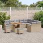 Preview: 12-teiliges Garten Sofa Set mit Kissen Beige Poly Rattan Akazie, 3-teiliges Garten Esszimmer Set mit Kissen Beige Poly Rattan Akazie, 2-Sitzer Garten Sofa mit Kissen Beige Poly Rattan