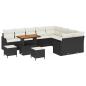 Preview: 12-teiliges Garten Sofa Set mit Kissen Schwarz Poly Rattan Akazie, 3-teiliges Garten Essset mit Kissen Schwarz Poly Rattan Akazie, 2-Sitzer Garten Sofa mit Kissen Schwarz Poly Rattan