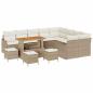 Preview: 13-teiliges Garten Sofa Set mit Kissen Beige Poly Rattan Akazie, 4-teiliges Garten Esszimmer Set mit Kissen Beige Poly Rattan Akazie, 2-Sitzer Garten Sofa mit Kissen Beige Poly Rattan
