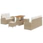 Preview: 8-teiliges Garten Sofa Set mit Kissen Beige Poly-Rattan Akazie, 2-Sitzer Garten Sofa mit Kissen Beige Poly-Rattan, 3-teiliges Garten Essset mit Kissen Beige Poly-Rattan Akazie